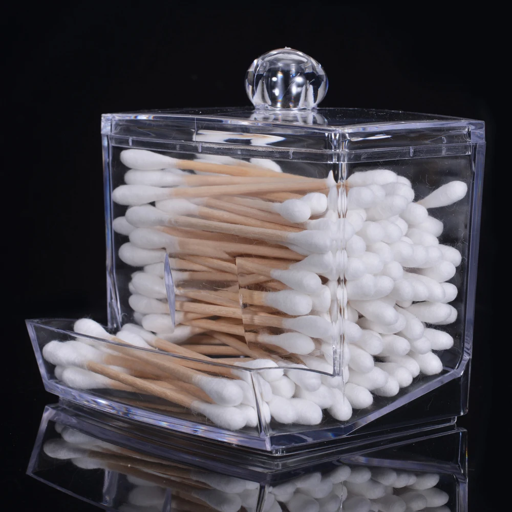 New Acrylic Cotton Swabs Storage Holder Box Transparent Makeup Case