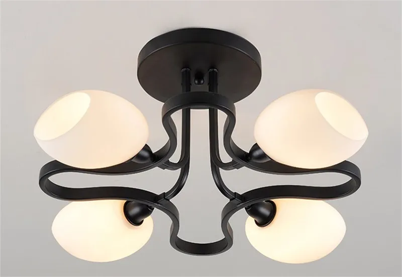 Американский потолочный светильник черный металл белый Стекло Тенты E14 реветь светильники для установки Гостиная Спальня дома Аксессуары