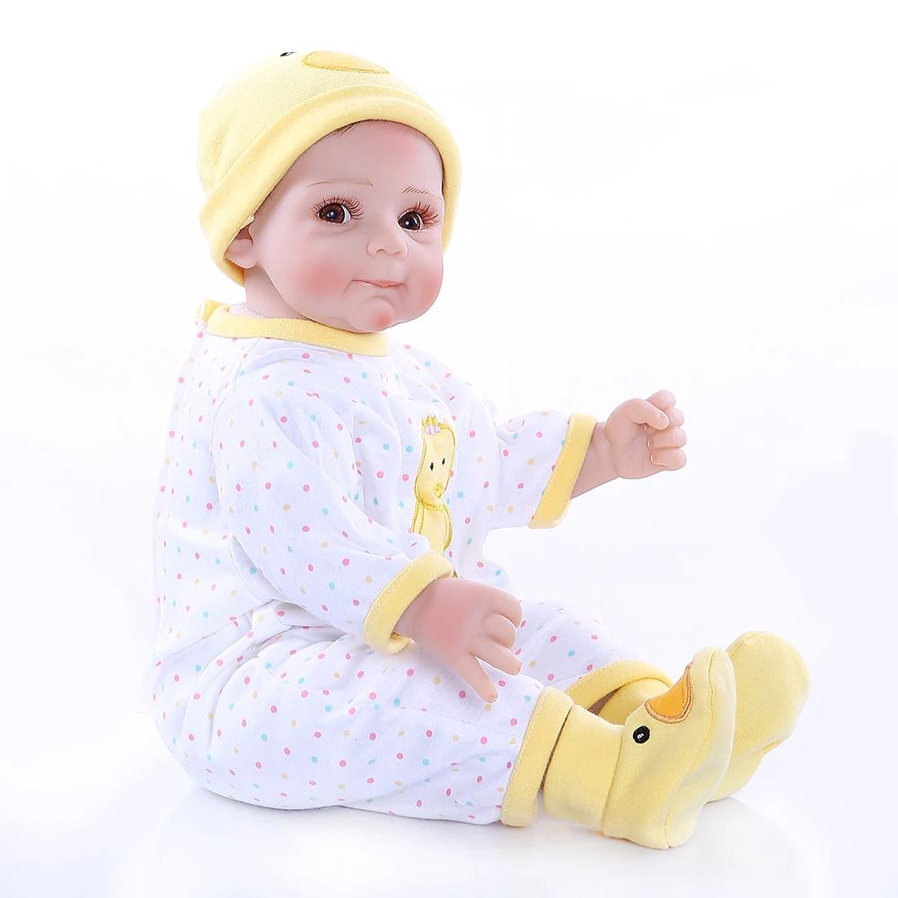Кукла bebe Реалистичная для новорожденного 49 см в виде желтой утки комплект с