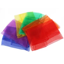 Музея 6 шт./компл. разных Цвета подшитый квадратные Жонглирование Танец газовое шарфы для Для женщин и девочек