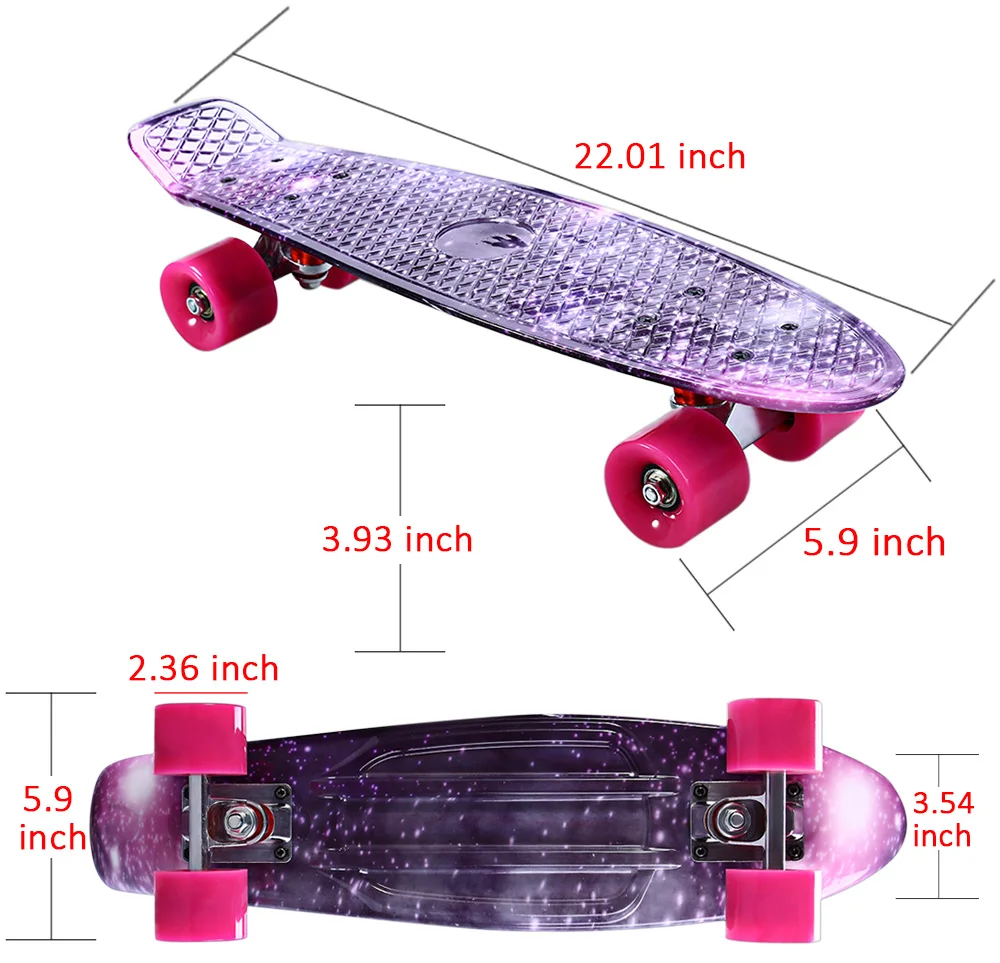 ХЛ-95 печать Скейтборды звездное небо узор фиолетовый граффити скейтборд полный 22 дюймов длинная доска Ретро Крейсер Лонгборд