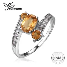 Jewelrypalace 0.9ct naturales citrino 3 aniversario anillo de piedra plata de ley 925 de joyería fina para las mujeres anillo de declaración de nueva marca