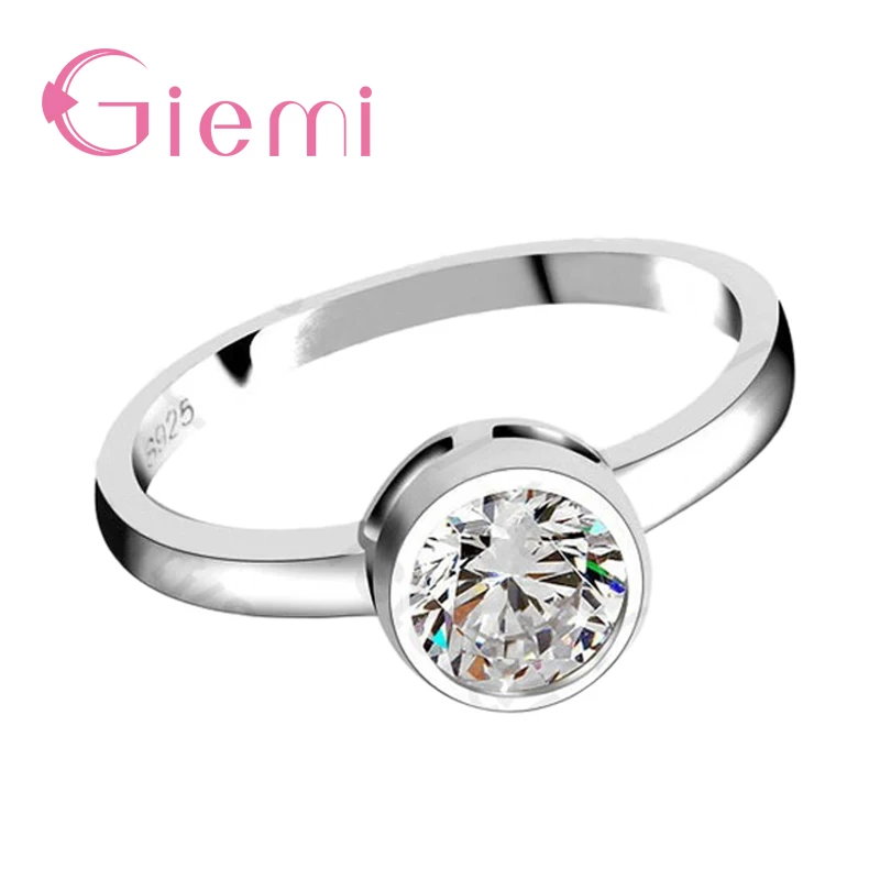 GIEMI Romantic wedding Engagement Rings For Women 925 Sterling Silver Accessories With Shiny Stone Simple Elegant Style For Wife