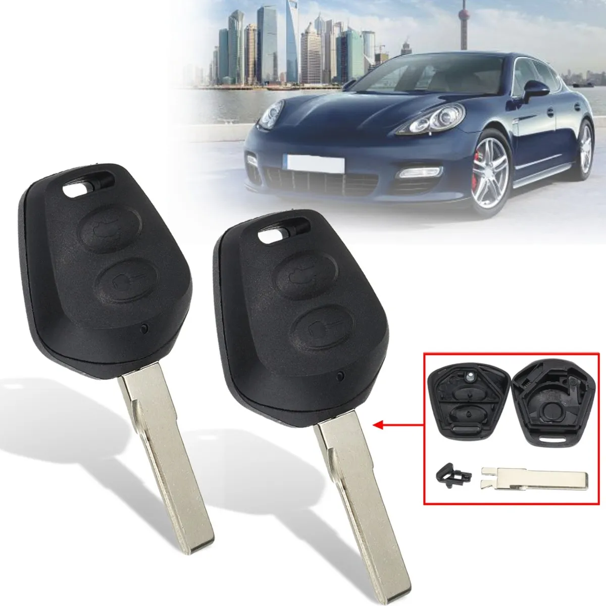 

2Pcs 2 Buttons Lock Trunk Car Remote Key Fob Case Shell Replacement For Porsche Boxster S 986 911 996