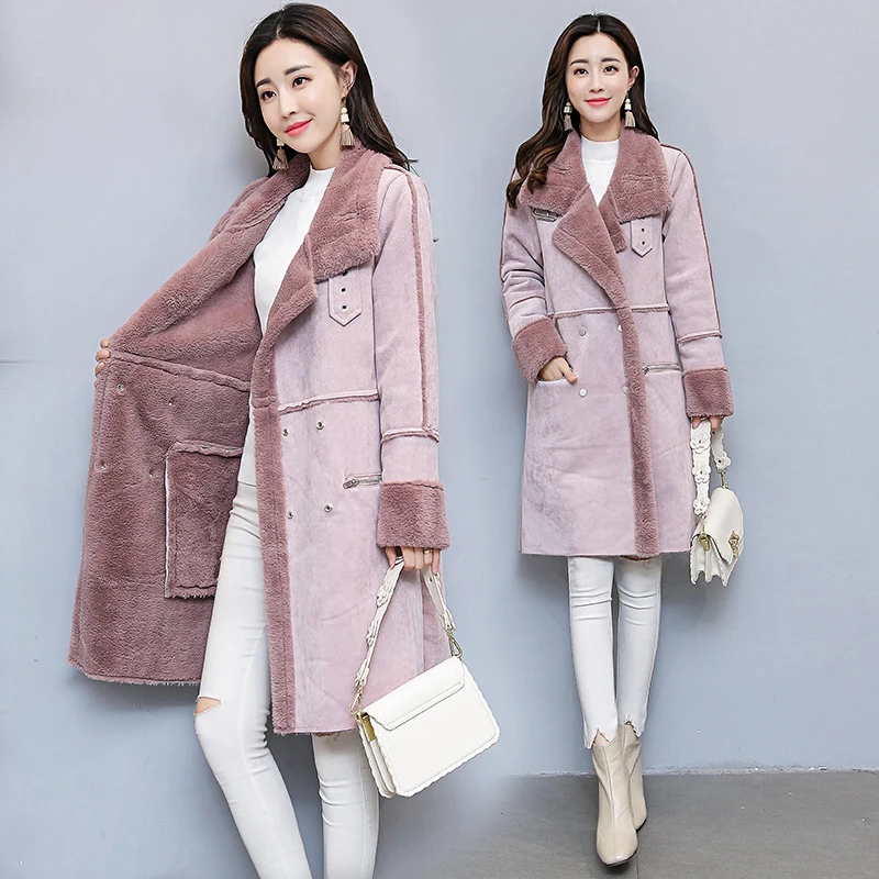 New Autumn Winter Woolen Jacket Women Warm Deerskin Lamb Cashmere Coat Women Manteau Femme Hiver
