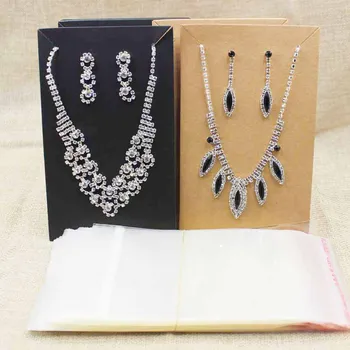 

15.5*9.5cm black/kraft large costume necklace with earring display card big jewelry set package show card 100pcs+100match bag