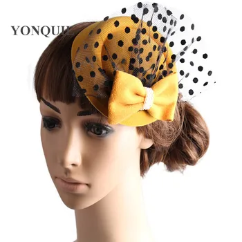 

Free ship 7 colors mini partys hats with veil great for bridal hair accessories wedding hats fascinator hair accessories MYQ103