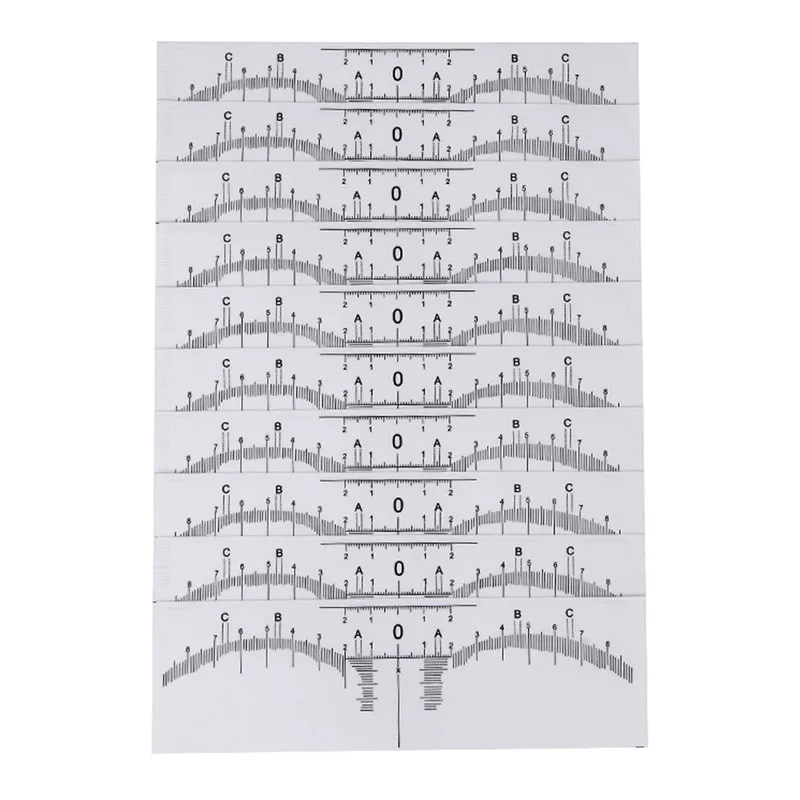 

10PC Reusable Semi Permanent Eyebrow Ruler Eye Brow Measure Tool Eyebrow Guide Ruler Microblading Calliper Stencil Makeup Tools