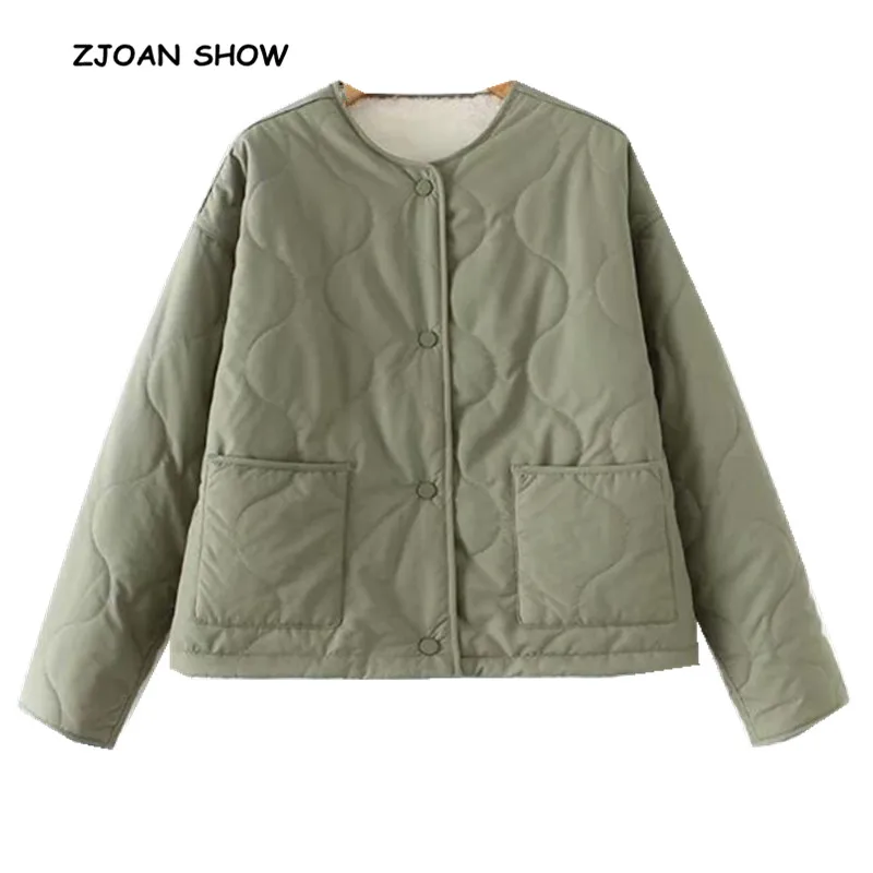 

2018 New Winter Solid Color Single-Breasted Fleece Jacket Double side Women Anorak Vintage Long Sleeve Reversible Coat Outerwear