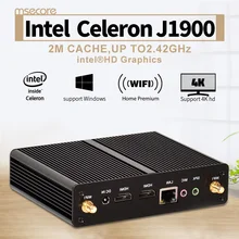 Безвентиляторный Intel Celeron J1900 четырехъядерный процессор Mini PC Windows 10 Linux настольный Компьютер Pocket PC КНУ Неттоп HTPC HD Graphics 300 М wi-fi