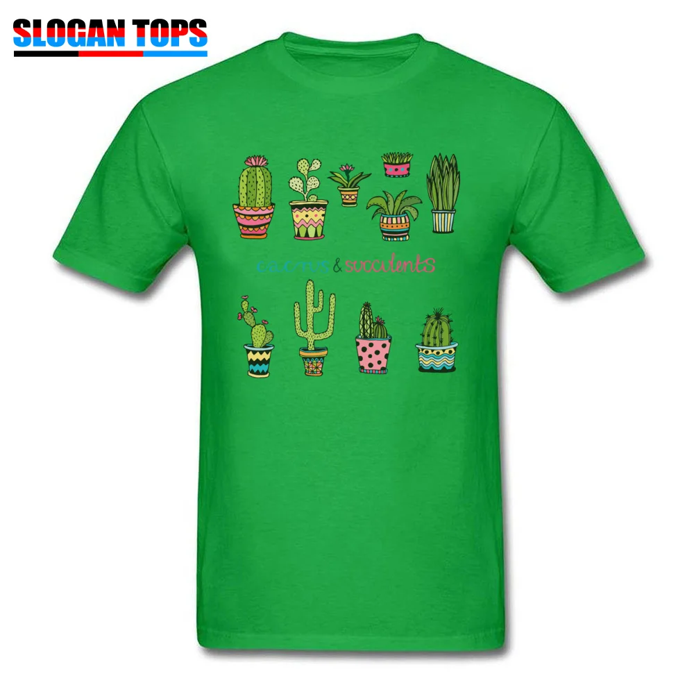 succulent plant cactus Camisa T Shirt Short Sleeve for Students 100% Cotton Autumn O-Neck Tshirts cosie T Shirts Wholesale succulent plant cactus green