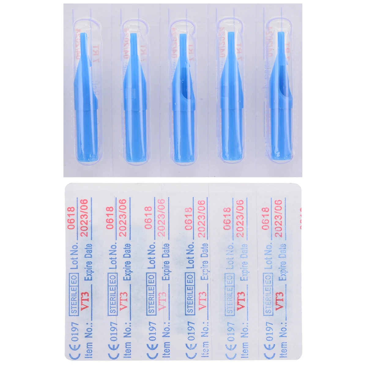 Professional 100pcs Disposable Mixed Sterile Tattoo Nozzle Tips Kit Needle Tube Blue 3RT, 5RT/7RT/9RD/3DT/5DT/7DT/5FT/7FT/9FT