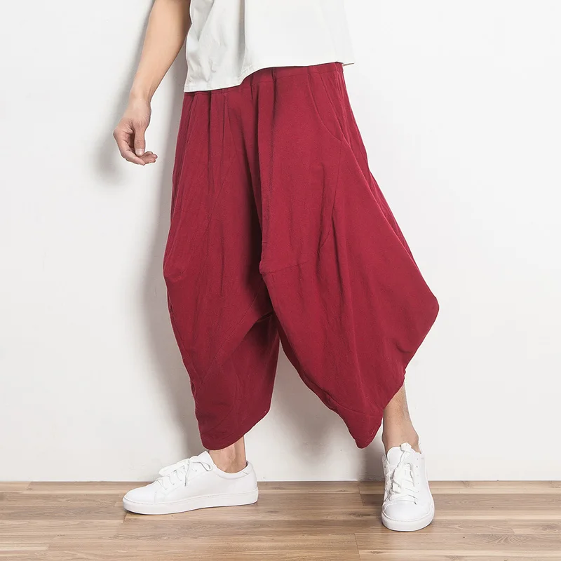 Hippie Baggy Wide Leg Pants Mens Outwear Casual Indian Drop Crotch