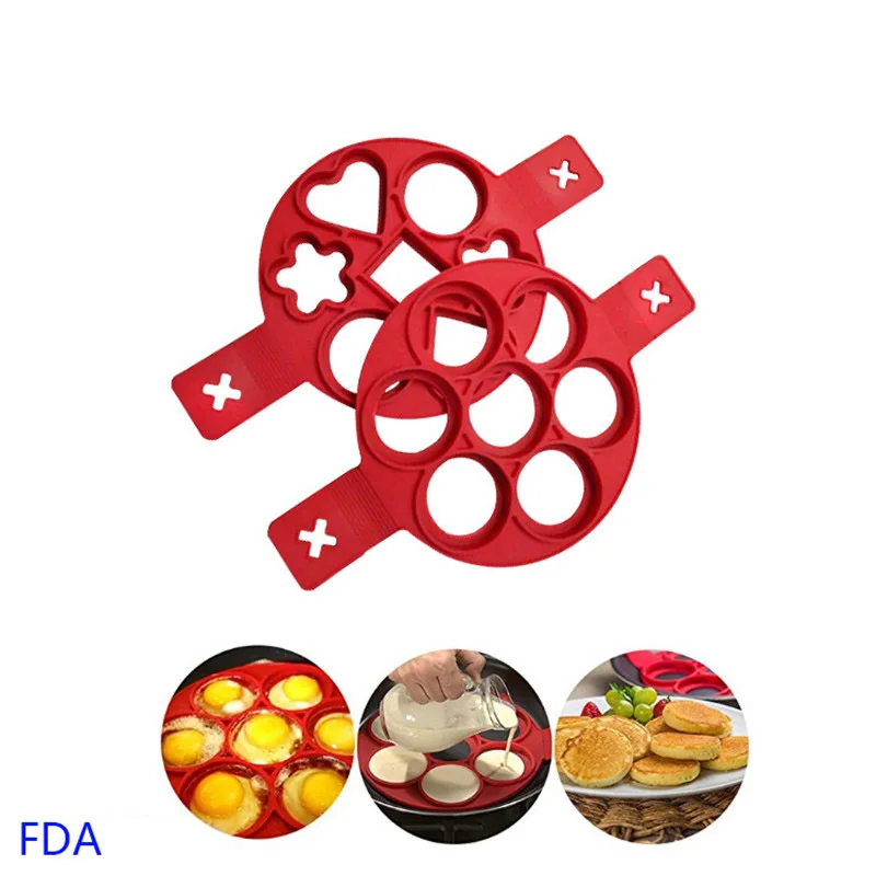 Креативный флип блинница для завтрака, кастрюля без ручки, форма для омлета, силиконовая форма для торта с семью отверстиями, инструмент для яиц