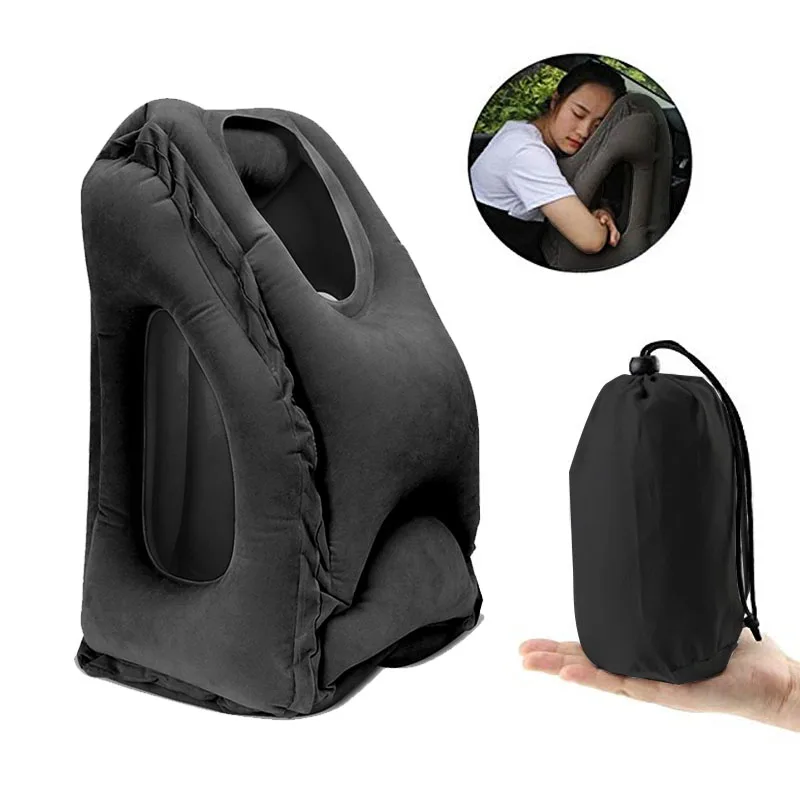 

Comfortable Inflatable Travel Pillow Sleeping Neck Head Rest Pillow For Airplane Office Napping Car Bus Trains