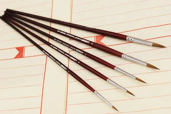 

6 pcs high quality Pure wolf tail paintbrush gouache watercolor oil painting brush art supplies dotting pen free shipping