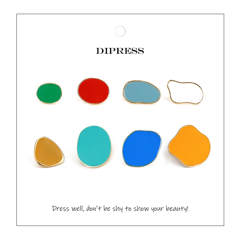 Dipress 1pc Free Collocation Enamel Stud Earrings Multicolored Irregular Alloy Earring For Girls Fashion Jewelry | Украшения и