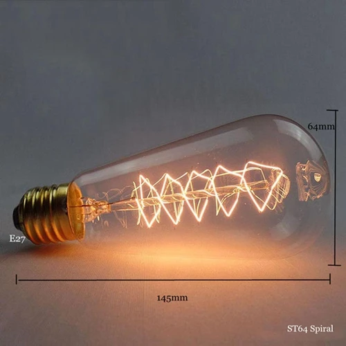 Ретро лампа ST64 40 Вт 60 Вт винтажная лампа Эдисона E27 Лампа накаливания 110 В 220 В лампа накаливания Праздничные огни для домашнего декора освещение - Цвет: ST64 spiral