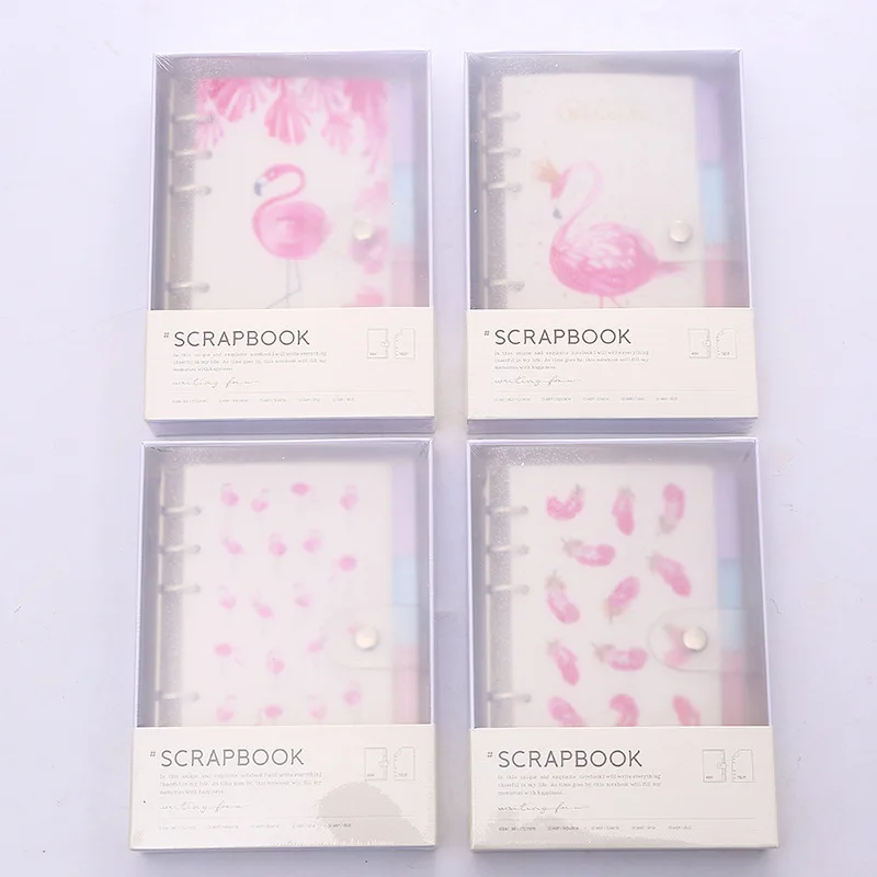 

Pink Flamingo Cute scarpbook kawaii Hardcover Notebook Diary Pocket Notepad Promotional Gift Stationery
