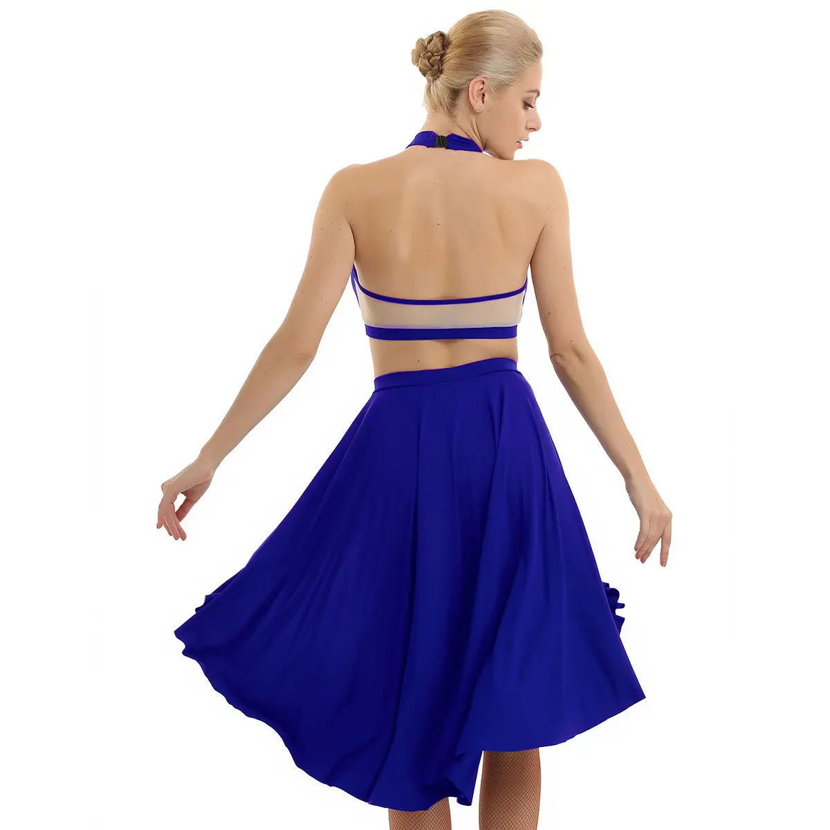 Женское балетное платье с леотаром асимметричное современное лирическое танцевальное платье без рукавов с открытой спиной укороченный топ со встроенными шортами юбка