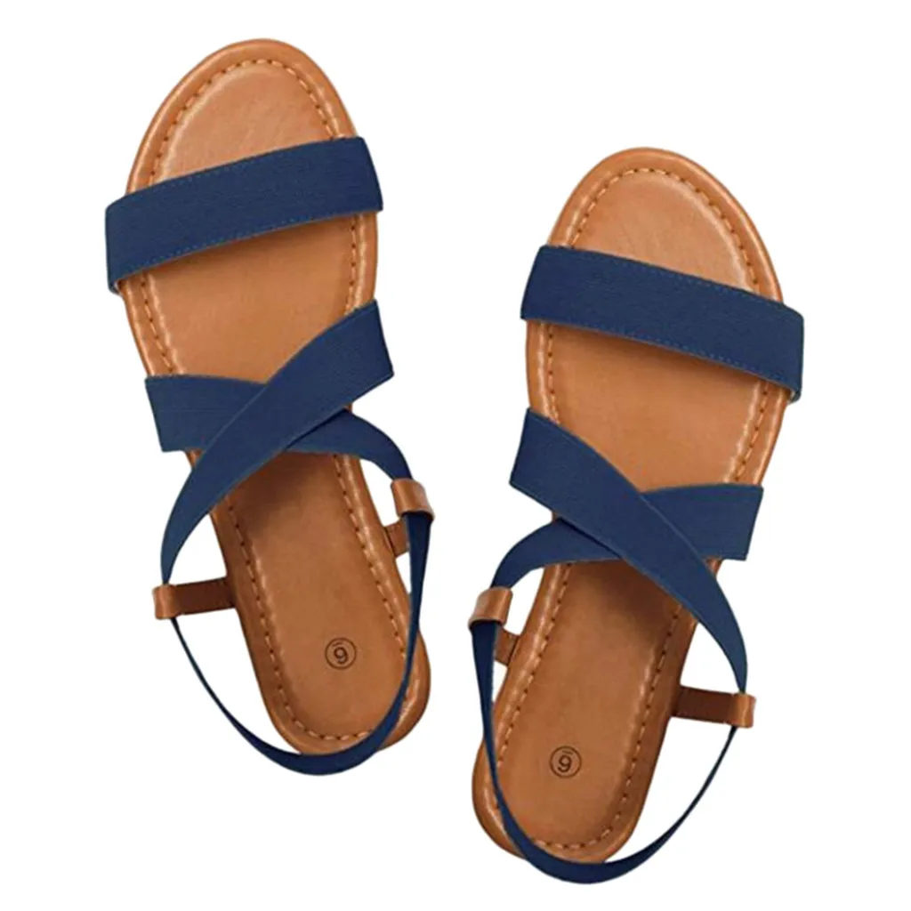 

YOUYEDIAN shoes woman flat fish mouth sandals female elastic band Roman sandals sandalias mujer 2019 zapatos de mujer