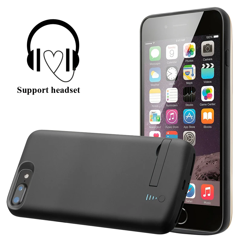 

NEW! Support headset External Power bank Pack backup battery Charger Case For i 7 8 Plus Audio Input Cover cases Charging 2in1