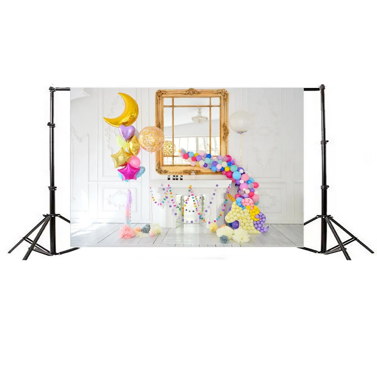 

5x7FT Kid Birthday Backdrop Baby Photography Balloon For Unicorn Background Vinyl 2018 New Arrival