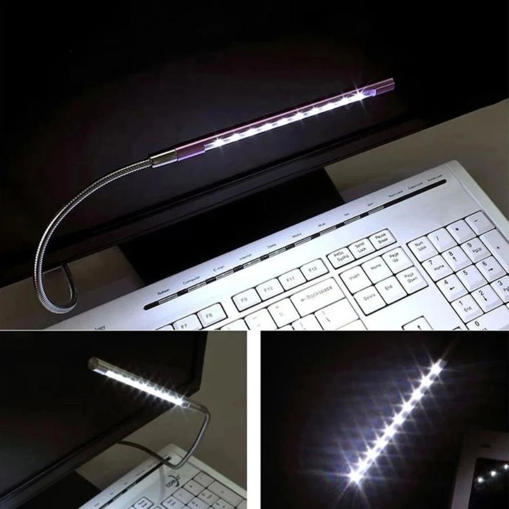 NEW Metal Material USB LED Light Lamp 10LEDs Flexible Book Reading