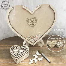 Необычное украшение в виде сердец Butterf, деревенская Милая Свадебная Гостевая книга, Подарочная коробка, свадебная 3D Гостевая книга, деревянная коробка