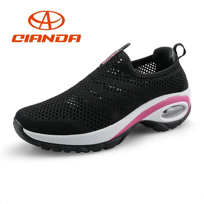 

Breathable Flying Weaving Sport Shoes Woman Convenient Slip-on Women Sneakers Summer Outdoor Light Non-slip Running Shoes