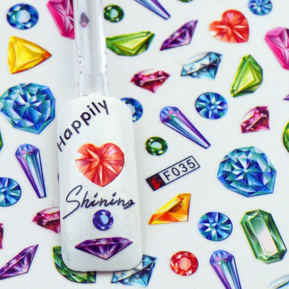 

2018 3 sheets DIY Designl Nails Art decorations Stickers beauty heart stars diamonds gem mixed Design Nail decals manicure tools
