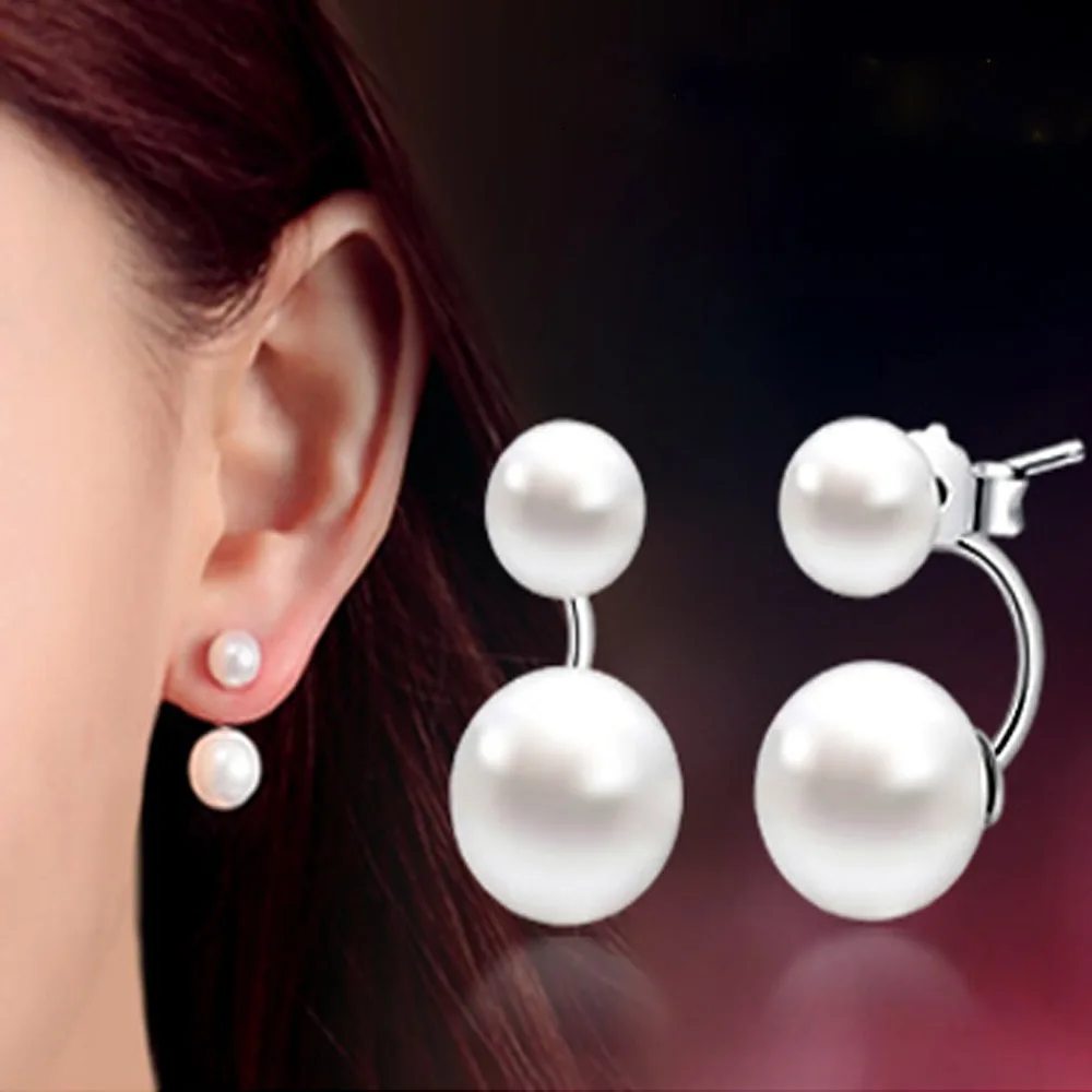 Módní vysoce kvalitní 925 mincový stříbro oboustranný shell Pearl náušnice šperky dlouhé náušnice pro ženy ucho šperky dárek