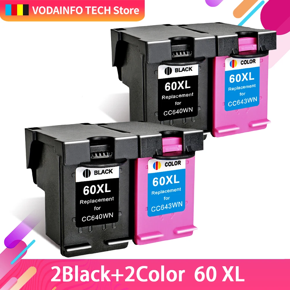 QSYRAINBOW 4 Uds reemplazo para hp 60 cartucho de tinta compatible para hp  60 60XL Deskjet serie D2500 D2530 D2560 F4200 F4230|Cartuchos de tinta| -  AliExpress