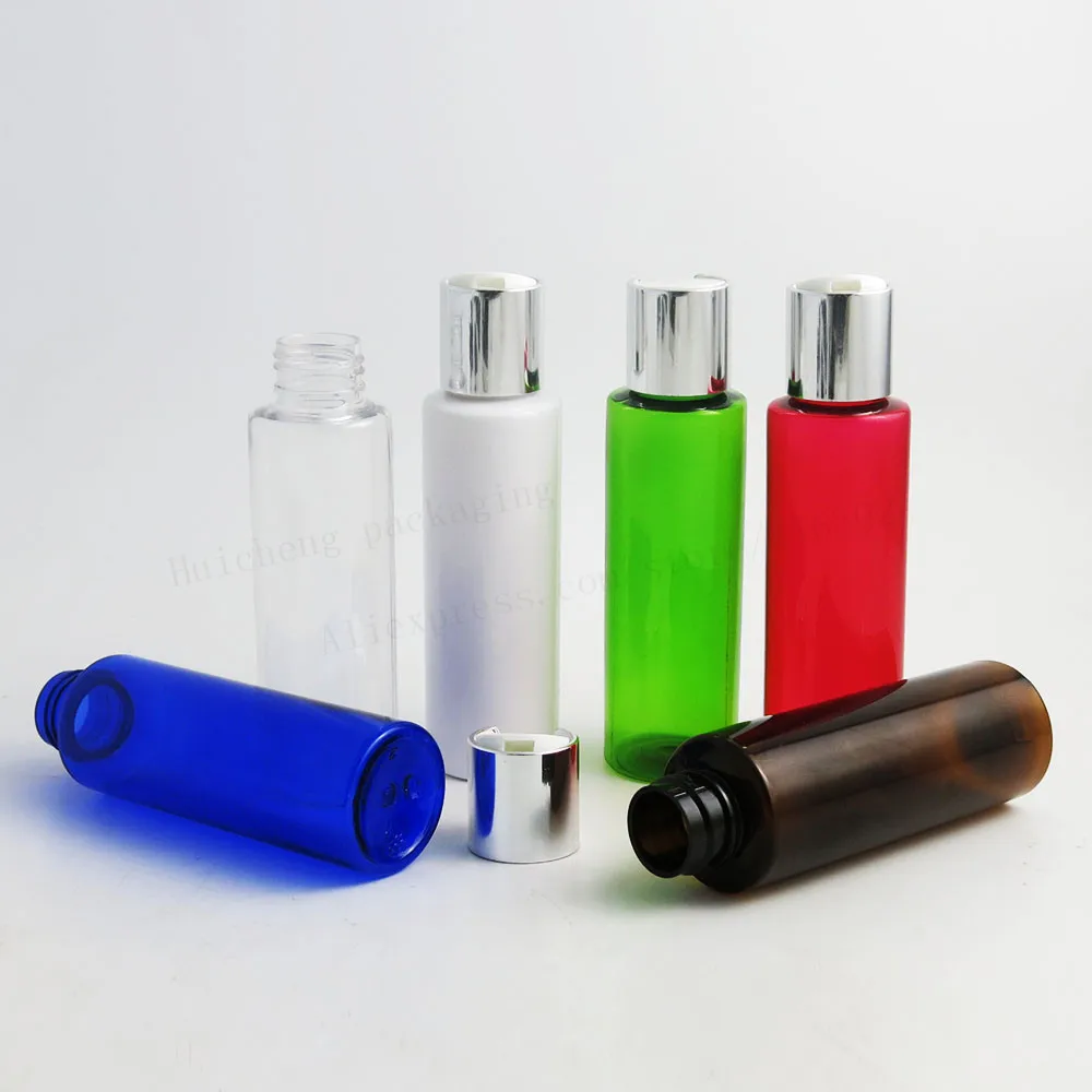 30 x 100ml Travel Refillable plastic bottle with Plastic Disk Lids