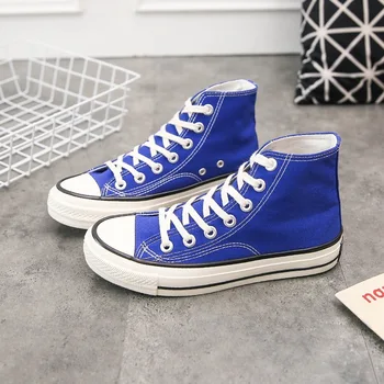 

High Top Canvas Flats Shoe spring Solid Color purple Women's Casual Shoes Vulcanized Sneakers women Lace Up Footwear QW-22