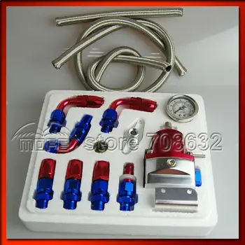

HIGH QUALITY SPECIAL OFFER Full Kit Aluminum Adjustable Fuel Pressure Regulator With Gauge Range: 0-160 PSI / 0-11 Bar