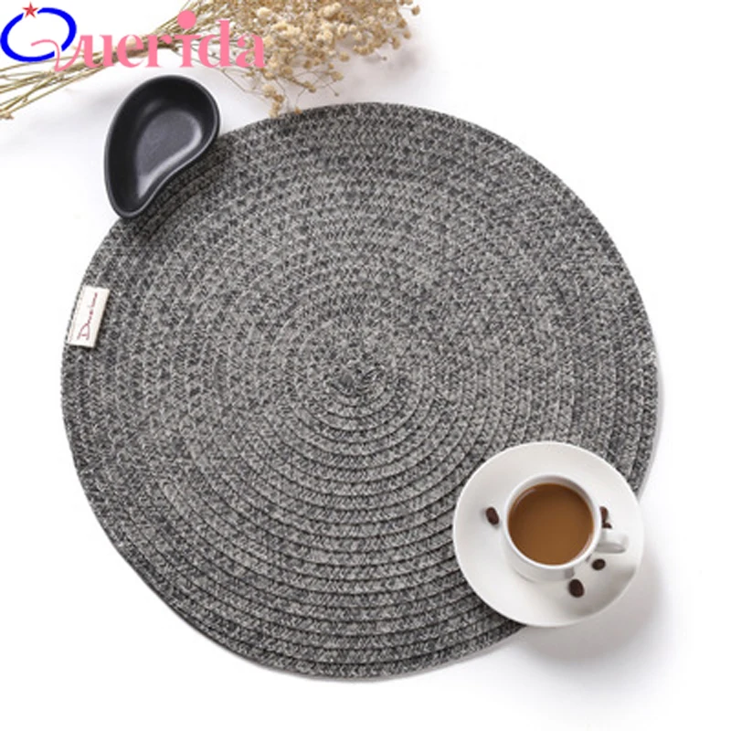 

PVC Round Woven Hand-cutlery Mat Pad Kitchen Insulation Non-slip home coaster Placemat For Dining Table Mat placement