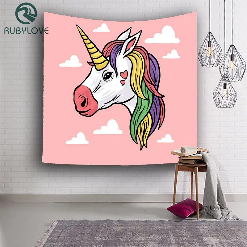 New Wall Hanging Cartoon Unicorn Tapestry Cotton Cover Beach Towel