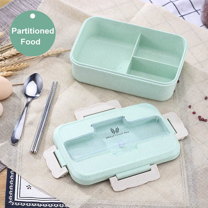 

1Pcs student lunch box wheat straw herbal microwave tableware large capacity portable food storage container