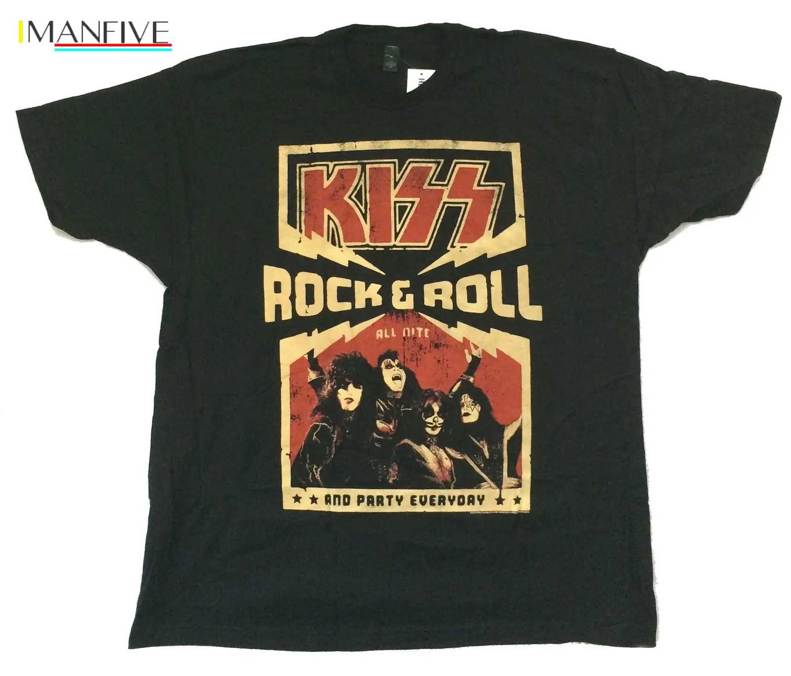 

KISS Rock & Roll All Nite Party Everyday Black T-Shirt New Official Band Merch 2019 New Arrival Men T Shirt New