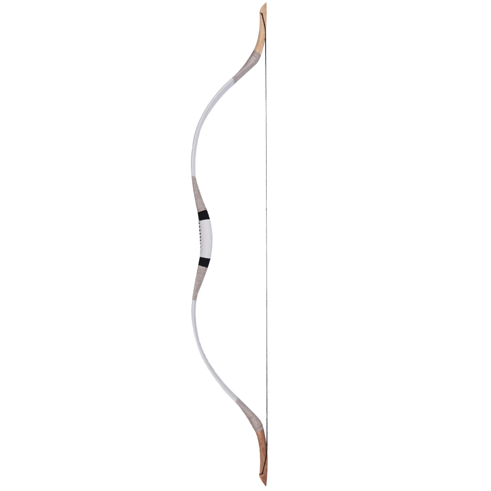 Branco do Couro Recurvo para a Caça ao ar Achery Longbow Caça Arco Adulto Esportes Tiro Tradicional Livre 30-70lbs 10 30-70lbs achery longbow caça arco adulto esportes