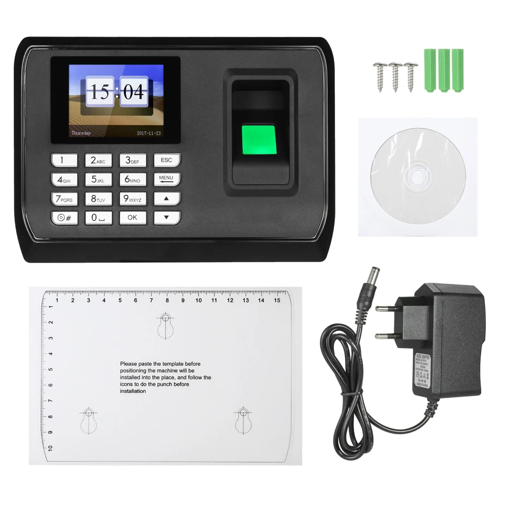 Биометрический отпечаток пальца машина для регистрации паролей работник проверки в рекордере 2,4 дюймов TFT ЖК-экран часы-Регистратор посещений