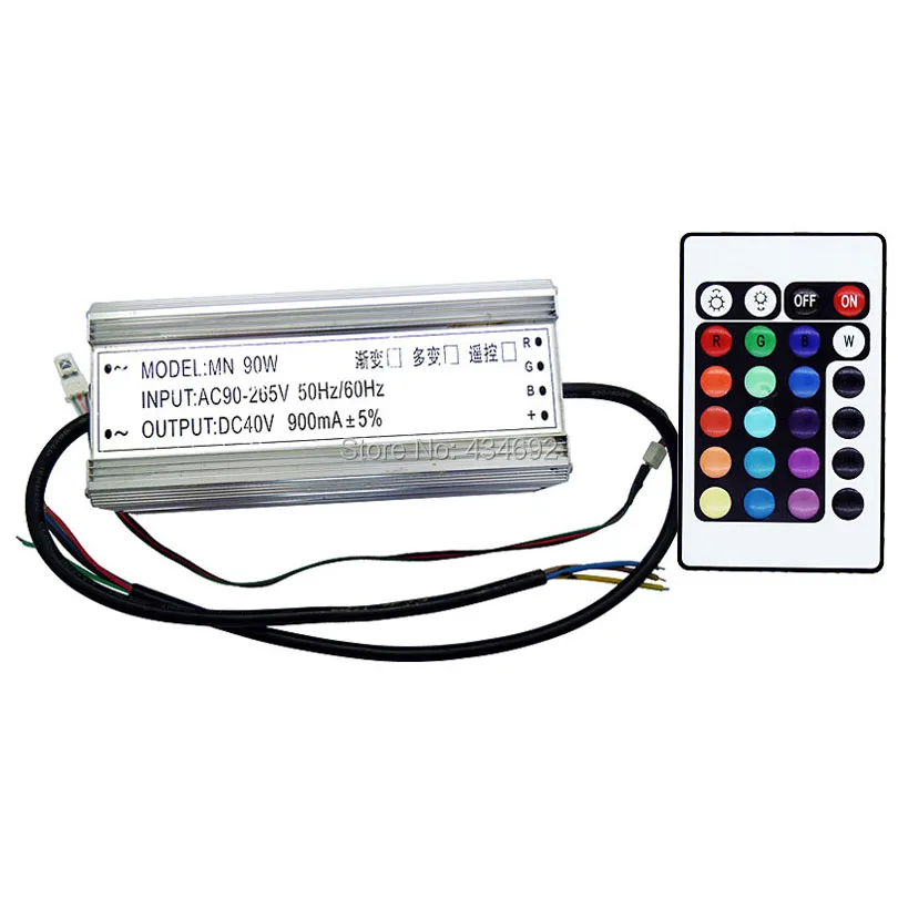 IP67 Waterproof 90W RGB LED Driver With IR Remote controller AC90 265V