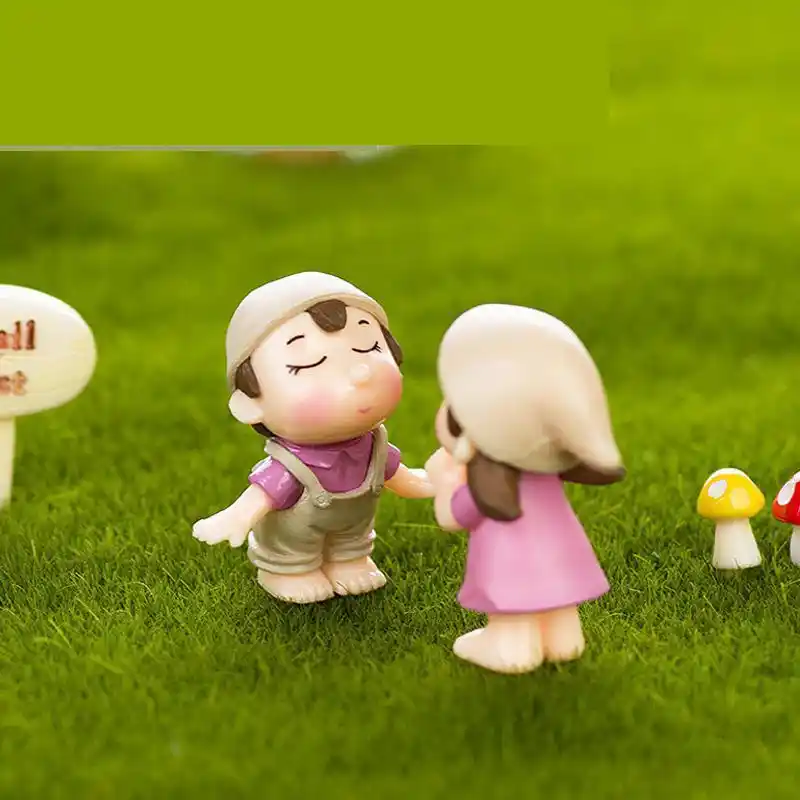 2 pçs micro paisagem decoração diy paisagismo acessórios vasos de plantas decorativas casais sorridentes em miniatura jardim