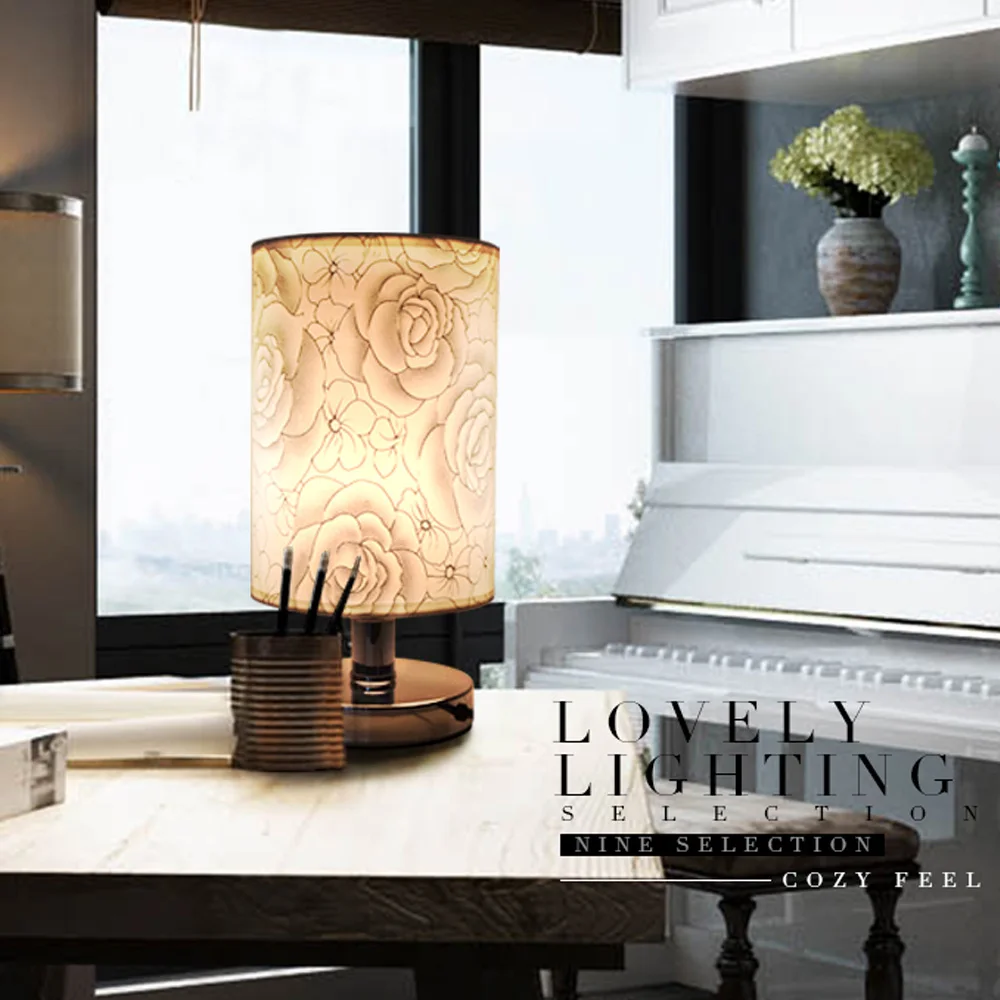 Desain Lampu Meja LED Lampu Meja Lampu Meja Kamar Tidur Kain Kap