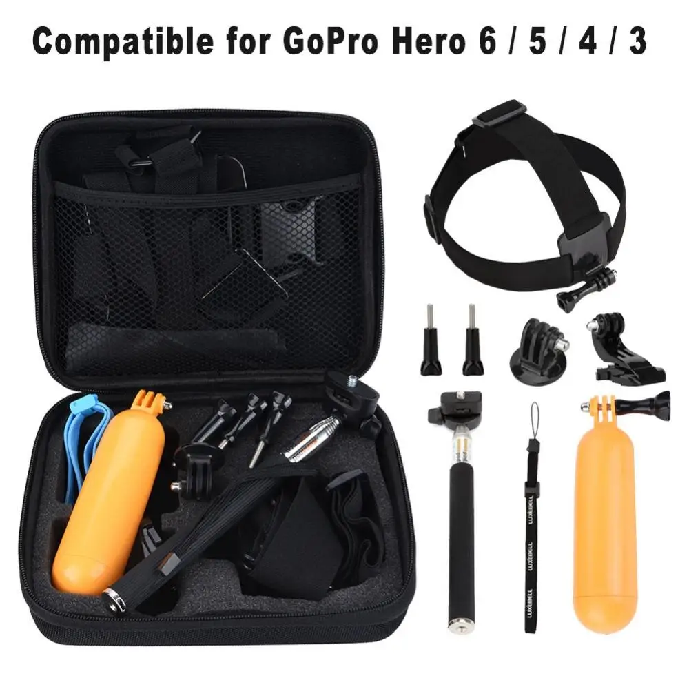 Action Camera Accessory Kit Set Tripod Monopod Head Chest Strap Mount