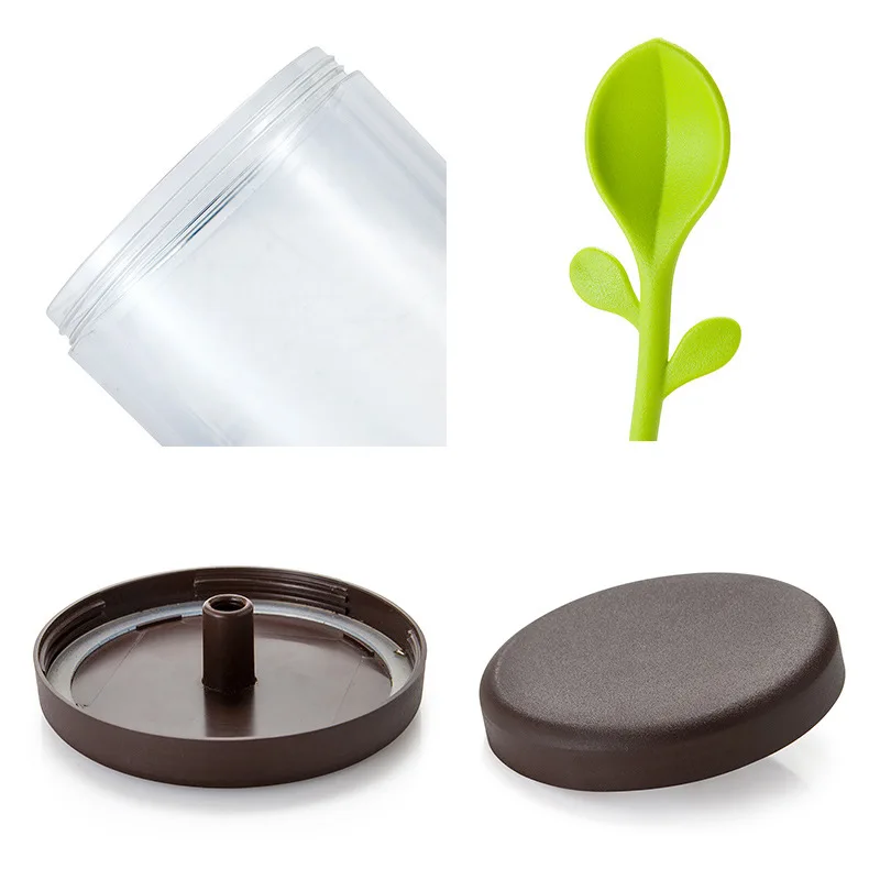 Sprout Jar coffee tea storage container with spoon clear dome