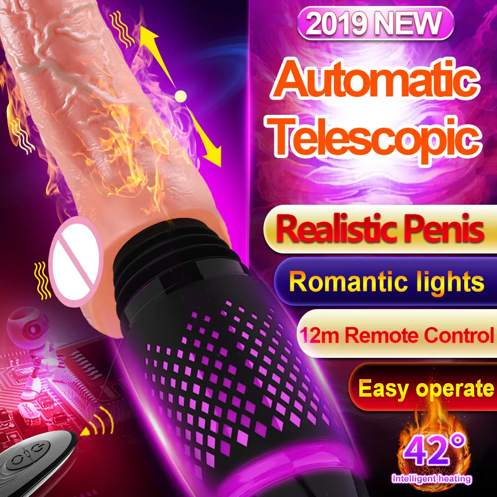 Automatic Telescopic Vibrating Dildo Female Masturbator 7 Modes Heating Thrusting Realistic Penis Vibrator Sex Product For Woman