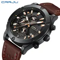 relogio masculino CRRJU Watch Men Military Quartz Watch Mens Watches Top Brand Luxury Leather Sports Wristwatch Date Clock 2018