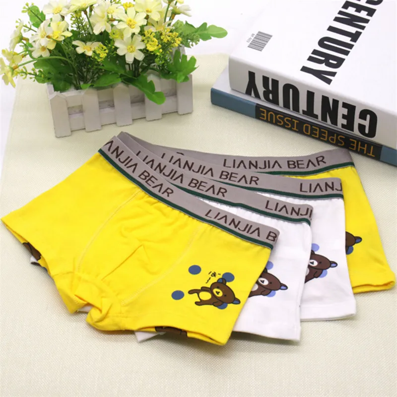 4 Pcs/lot High Quality Cotton Kids Boys Underwear Pure Color Shorts